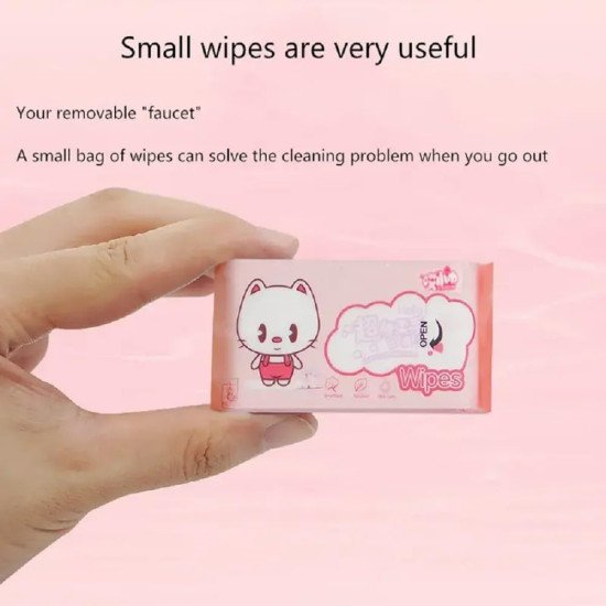 64 pcs Mini Wet Wipes Disposable Travelling Tissue