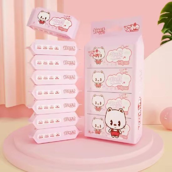 64 pcs Mini Wet Wipes Disposable Travelling Tissue