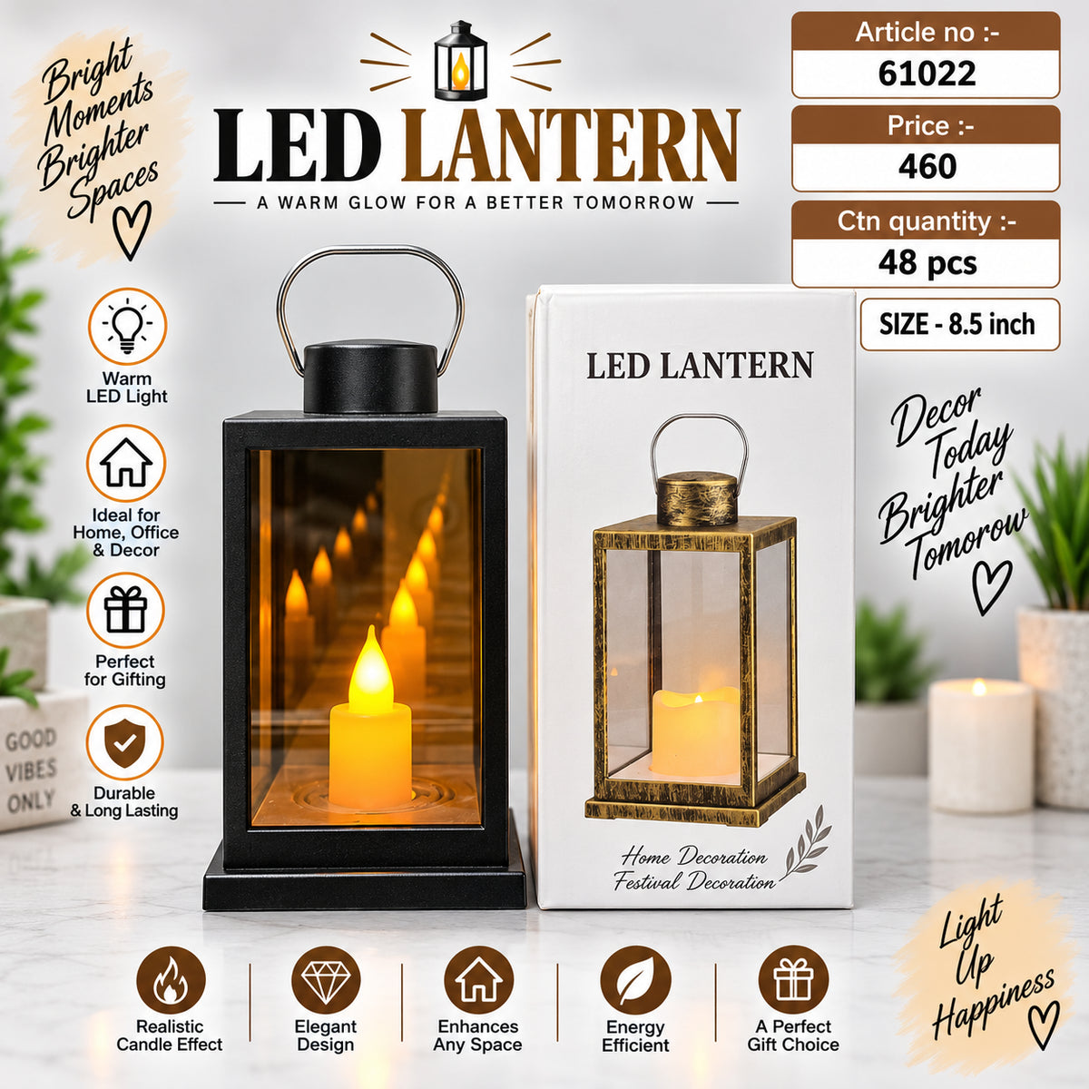 Decorative LED Lantern Pack of 3