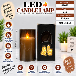 Amber Cylindrical LED Candle Lamp Pack of 3