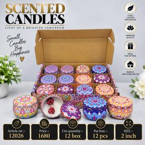 Patterned Decorative Scented Candle Tin Pack of 24