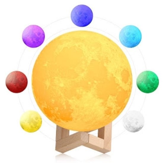 Moon Lamp Night Light With Wooden Stand 15 cm