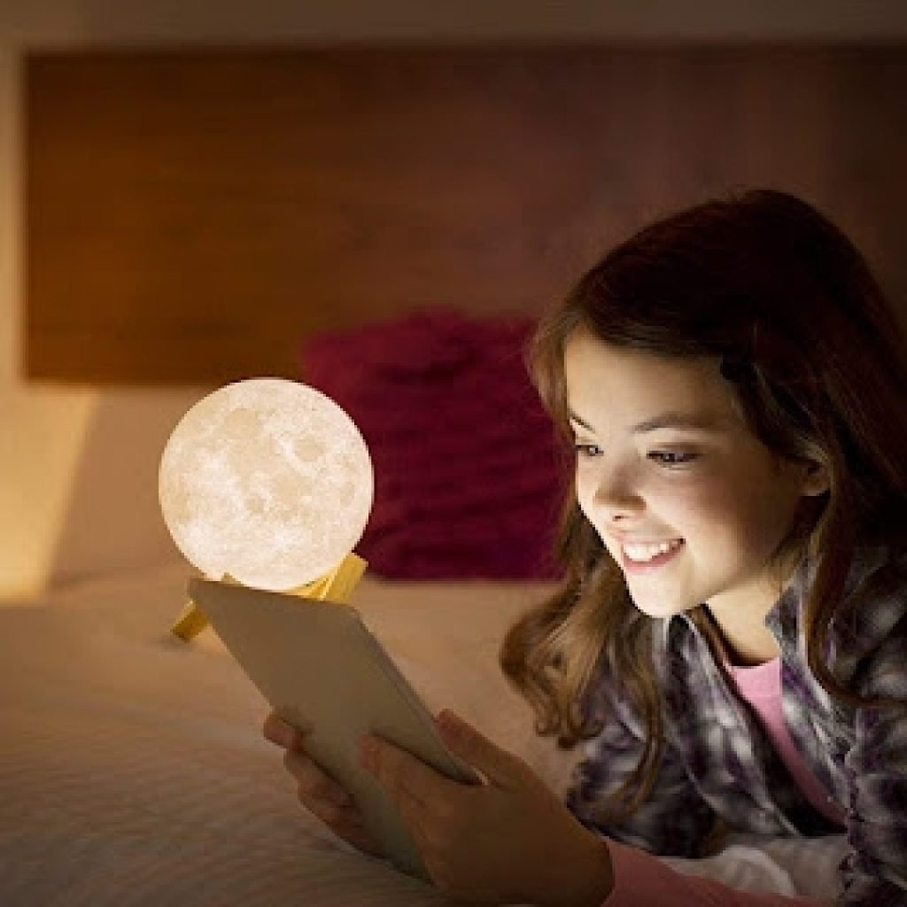 Moon Lamp Night Light With Wooden Stand 15 cm