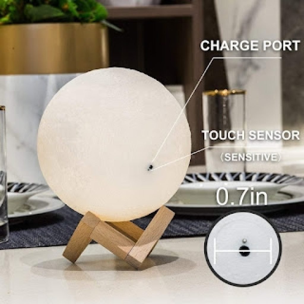 Moon Lamp Night Light With Wooden Stand 15 cm