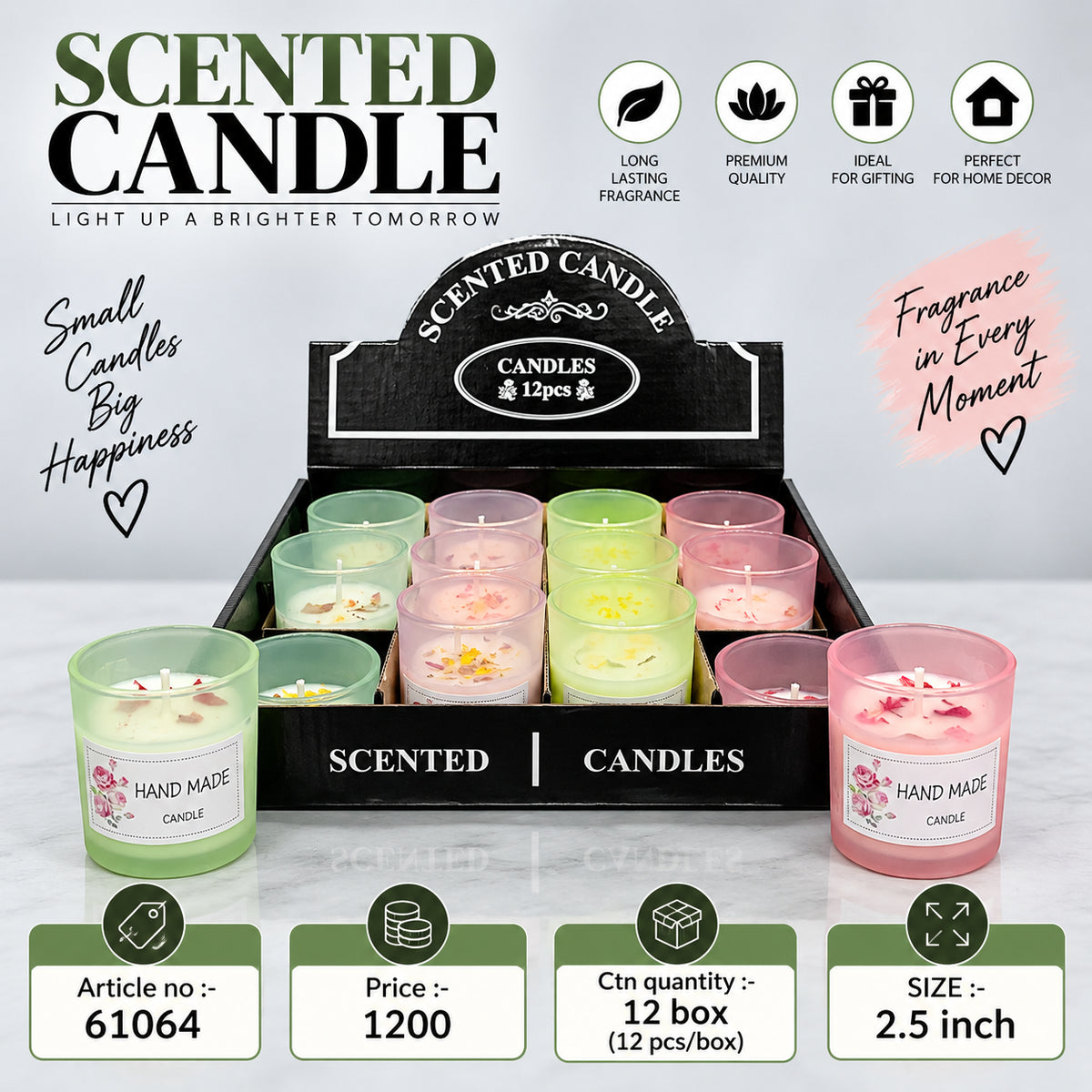 Handmade Scented Glass Jar Candle Pack of 24