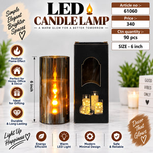 Metallic Cylinder LED Candle Lamp Pack of 3