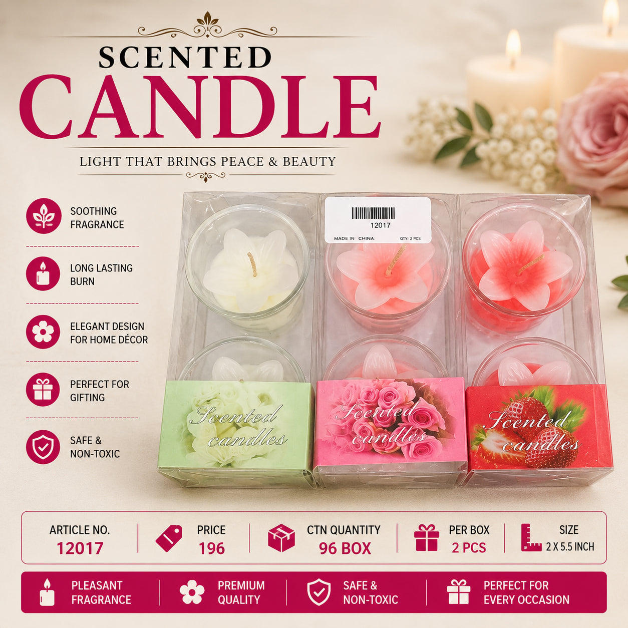 12017 (96BOX)-WAX CANDLE