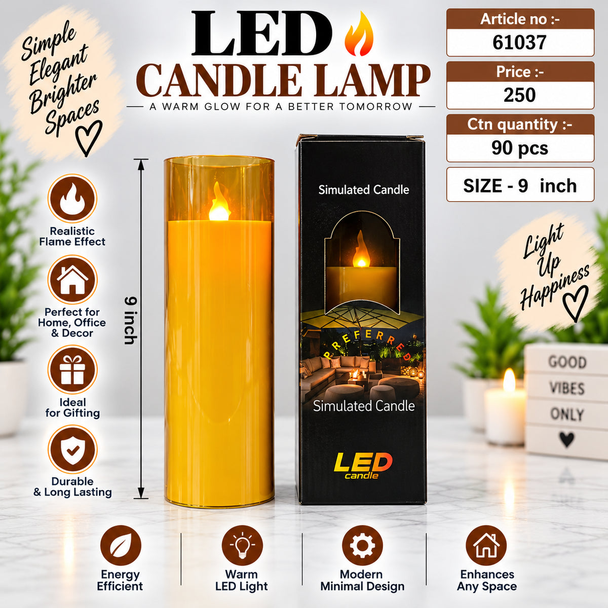 LED Candle Lamp Pack of 3