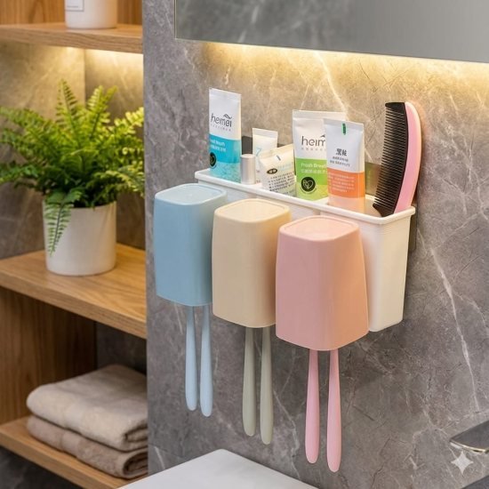 Anti Dust 3 Cup Toothbrush Holder