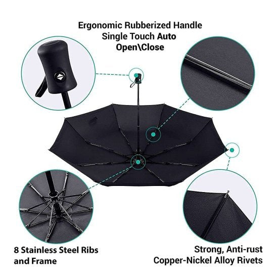 Auto Open Close Umbrella Black