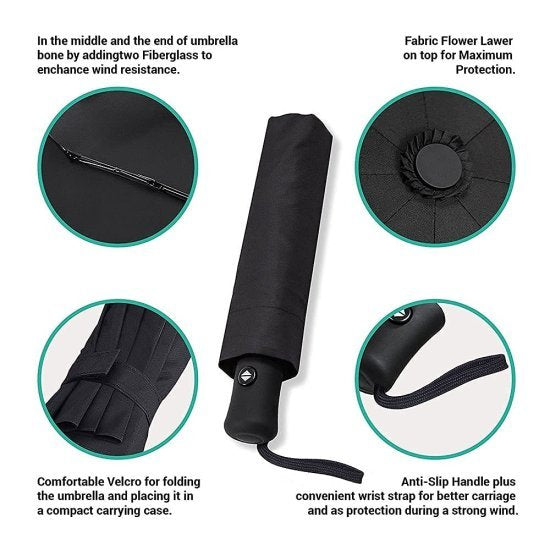 Auto Open Close Umbrella Black