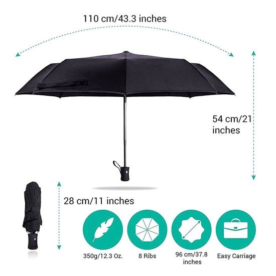 Auto Open Close Umbrella Black