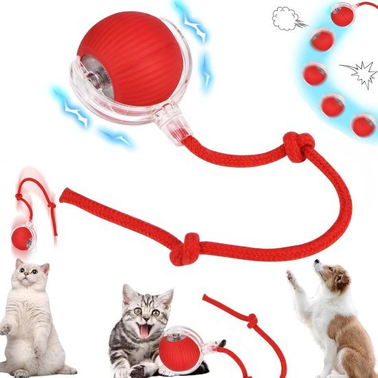 Automatic Cat Teaser Ball Red Rolling Ball