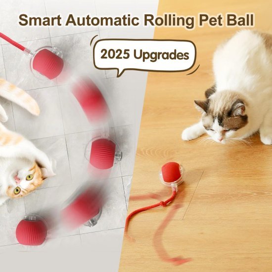 Automatic Cat Teaser Ball Red Rolling Ball