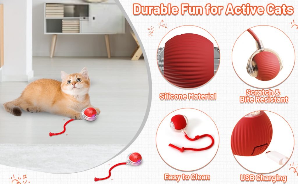 Automatic Cat Teaser Ball Red Rolling Ball