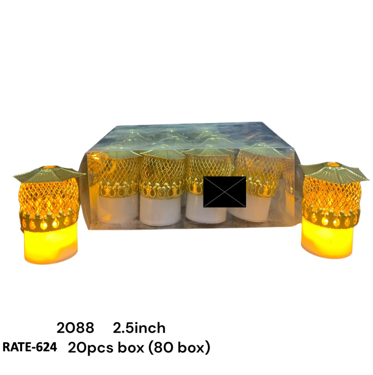 Gold Lattice LED Candle Pack of 40