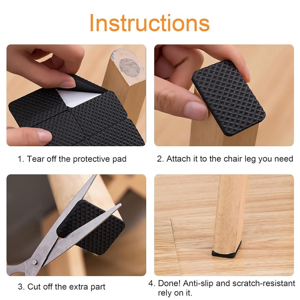 30 pcs Square Chair leg Pad Anti Slip Furniture Mate