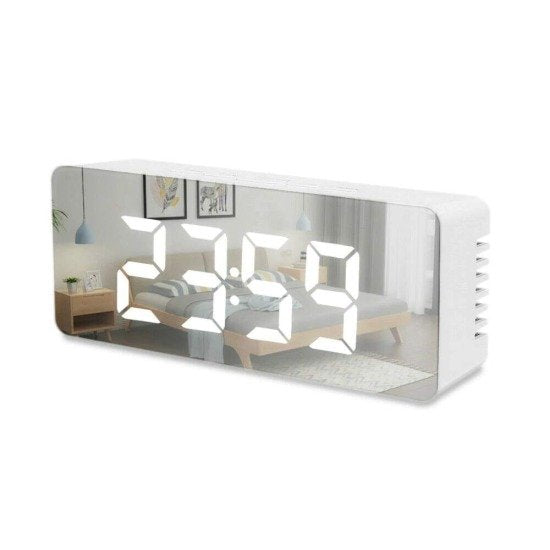 Digital Mirror Clock LED Display Alarm Cock