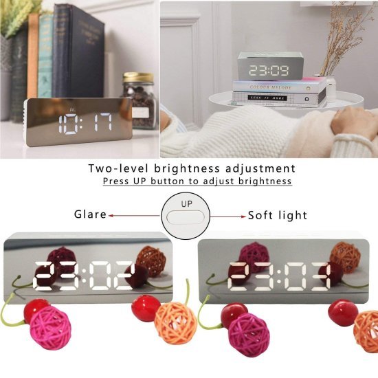 Digital Mirror Clock LED Display Alarm Cock