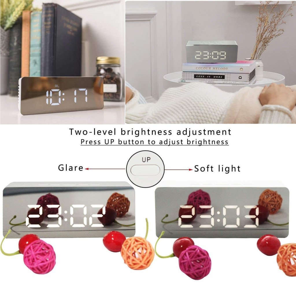 Digital Mirror Clock LED Display Alarm Cock