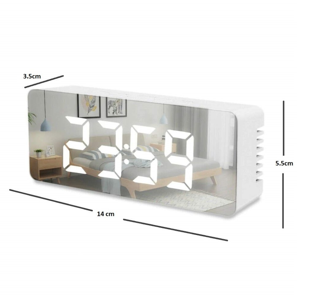Digital Mirror Clock LED Display Alarm Cock