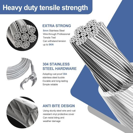 Heavy Duty Clothe Drying Wire Rope 10 Meter