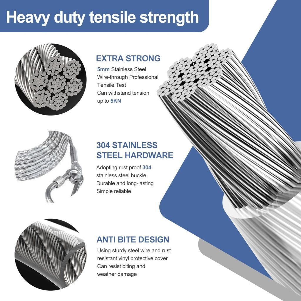 Heavy Duty Clothe Drying Wire Rope 10 Meter