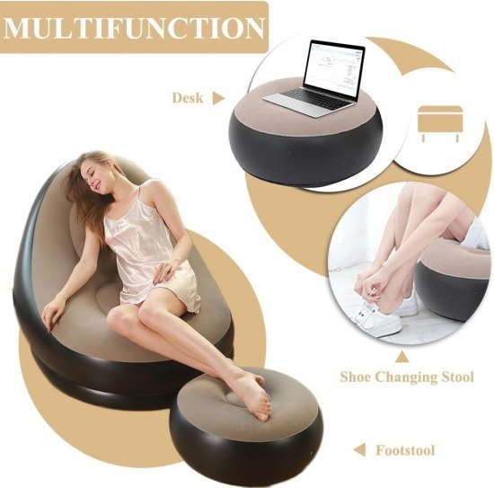 Inflatable Chair Lazy Sofa With Footrest
