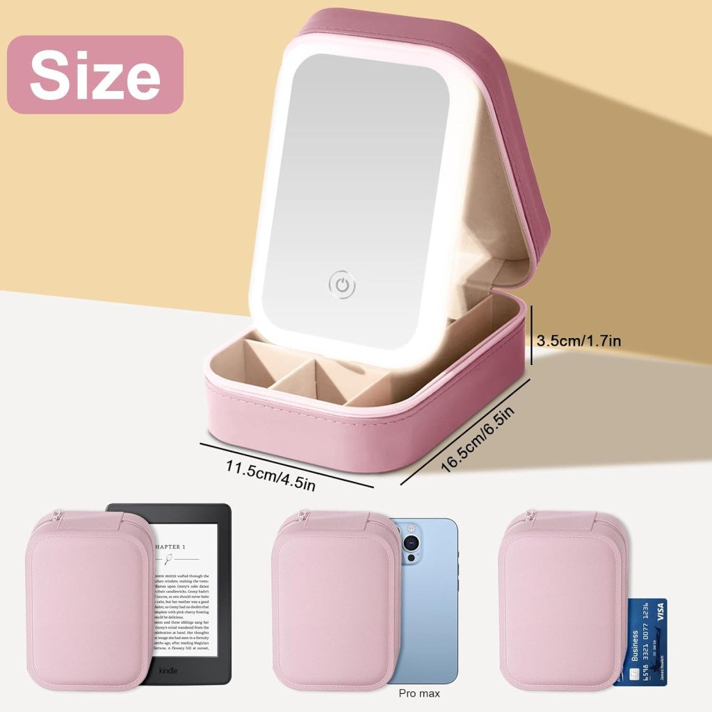 jewellery Makeup Storage box with led mirror Case