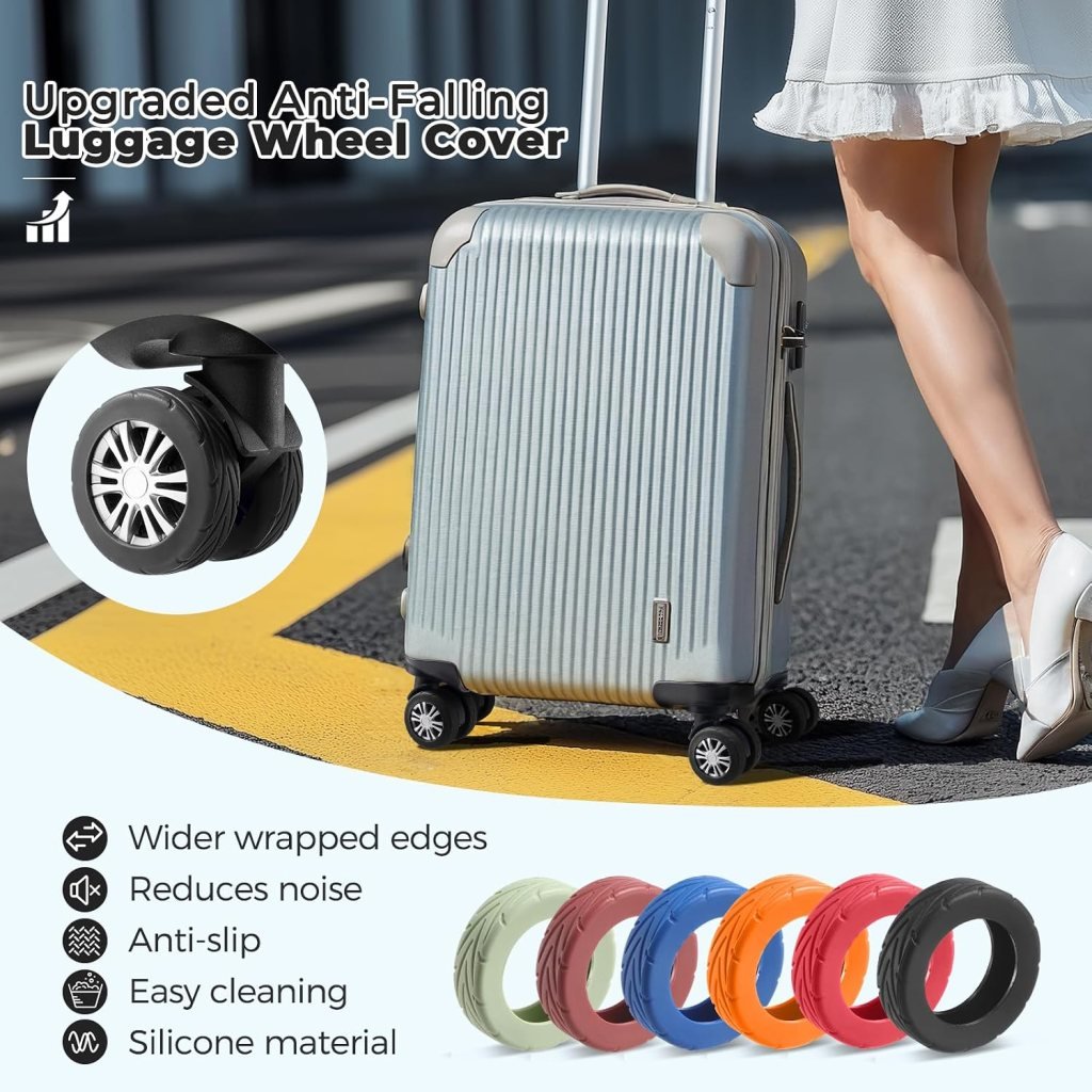 Luggage Wheel Silicone Protector Trolley Cover 8PCS