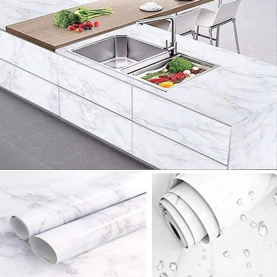 60x200 cm White marble Foil Roll