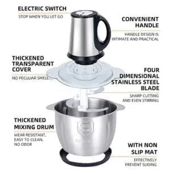 2Ltr Stainless Steel Meat Grinder With Handle