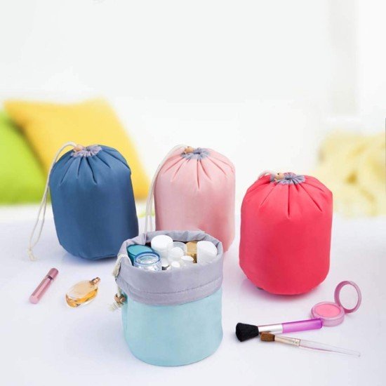 Cosmetic Pouch Makeup Bag Round Barrel Shape