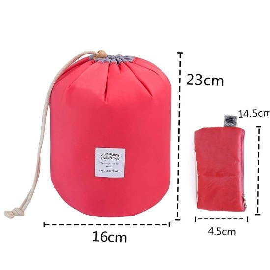 Cosmetic Pouch Makeup Bag Round Barrel Shape