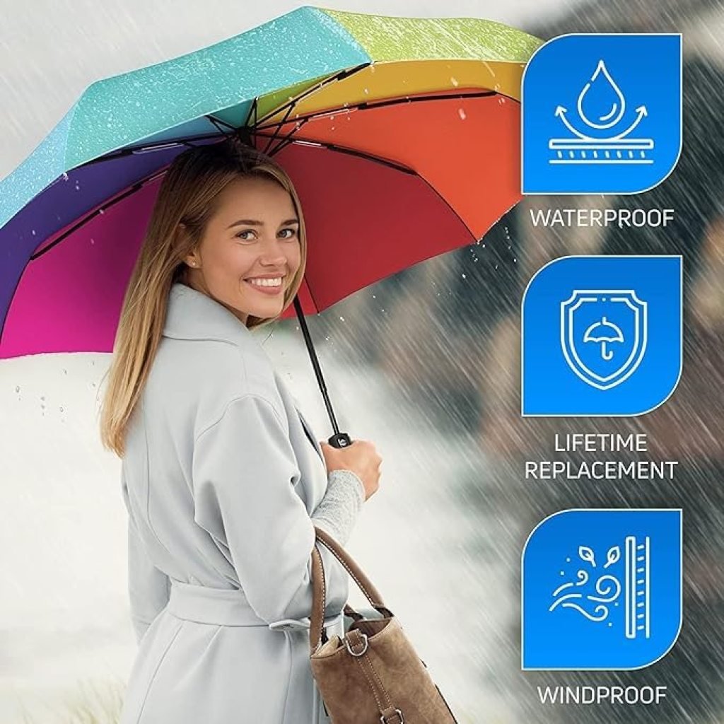 Rainbow Auto Open Close Umbrella