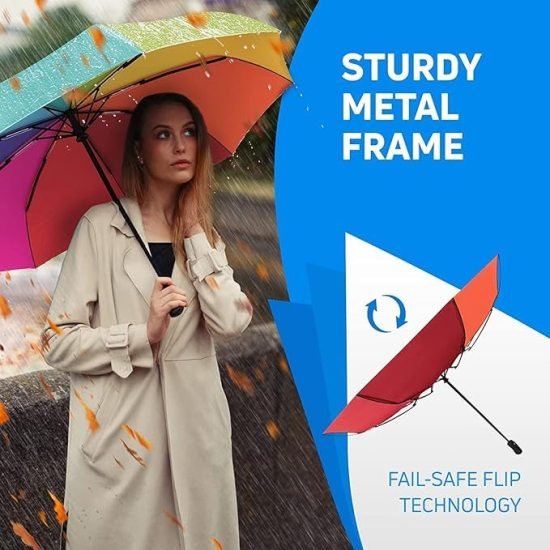 Rainbow Auto Open Close Umbrella