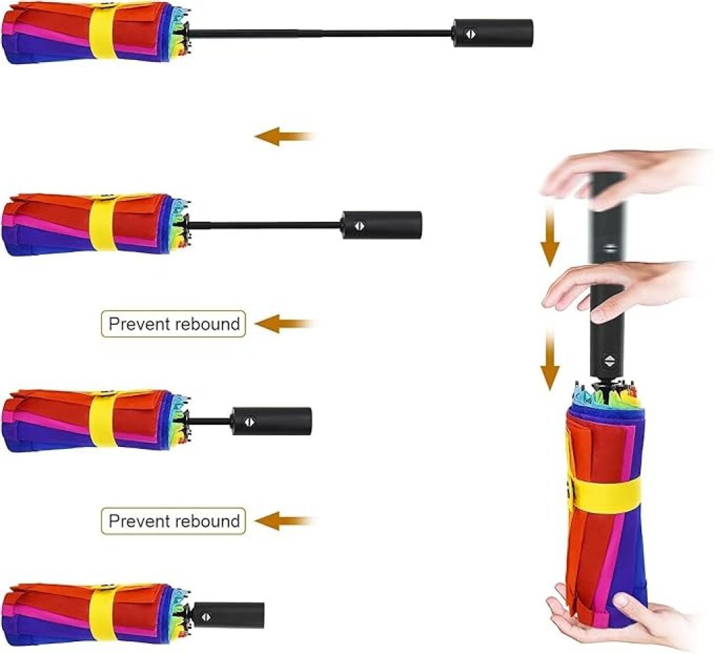 Rainbow Auto Open Close Umbrella