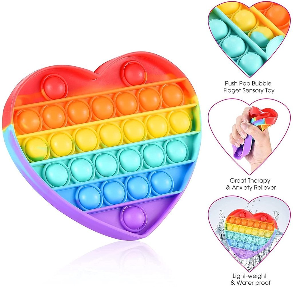 Heart Fidget Pop it Rainbow Toy