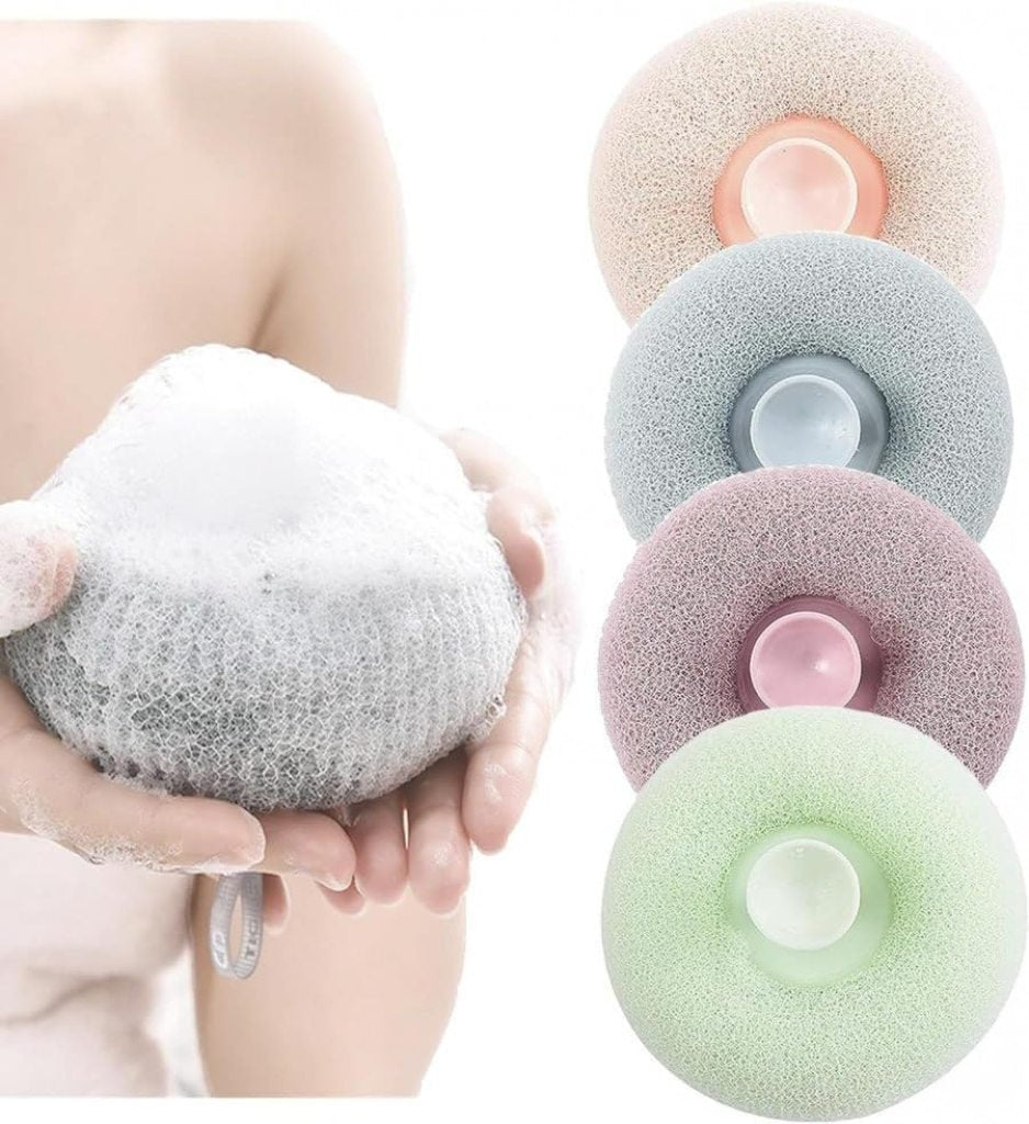Round loofah scrubbing brush
