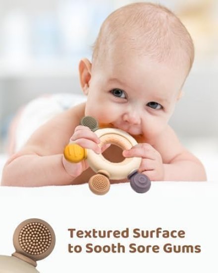 Silicone Wooden Baby Teether