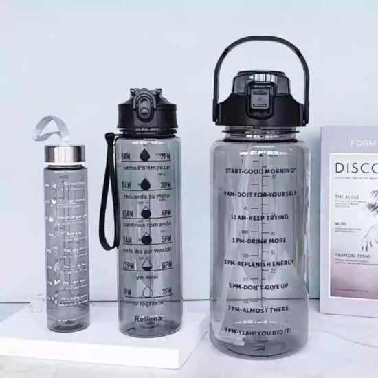 Transparent Motivational Timer Bottle set of 3