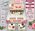 Rose Scented Candle in Glass Holder Pack of 8