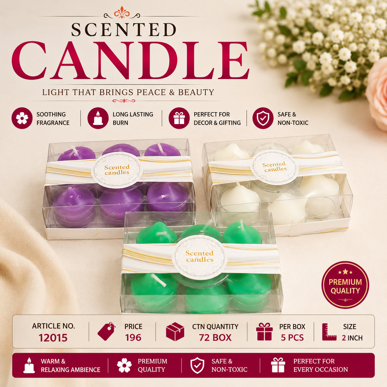 12015 (72BOX)-WAX CANDLE