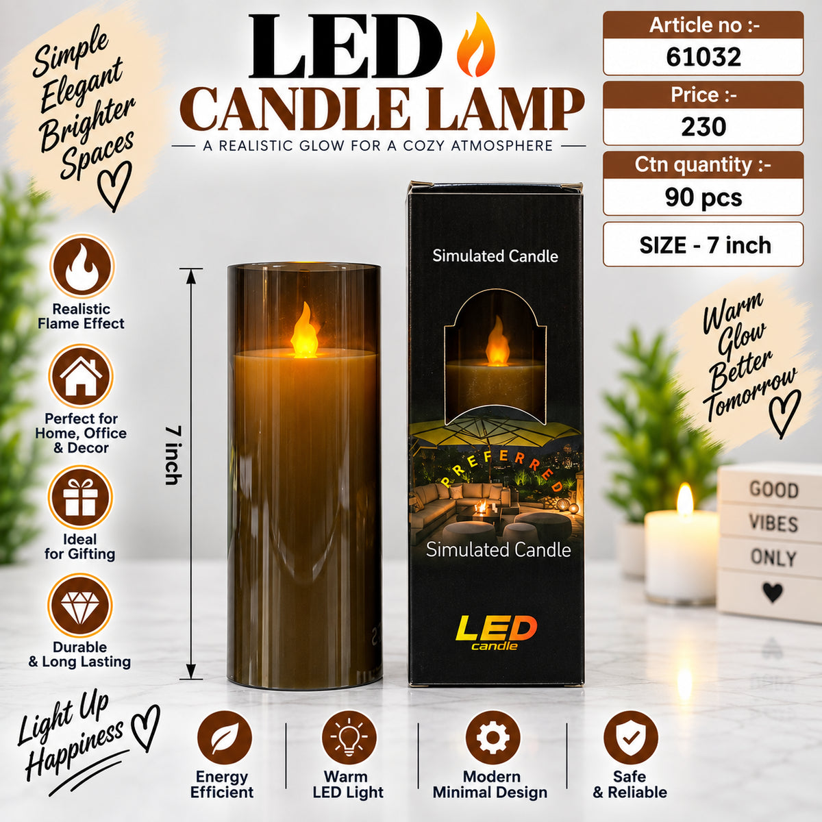 LED Candle Lamp Pack of 3