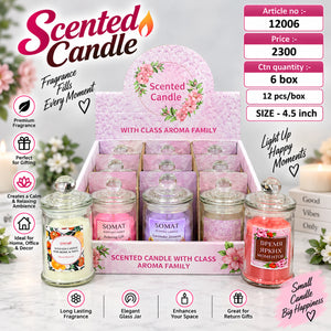 Scented Wax Candle in Glass Jar Pack of 12