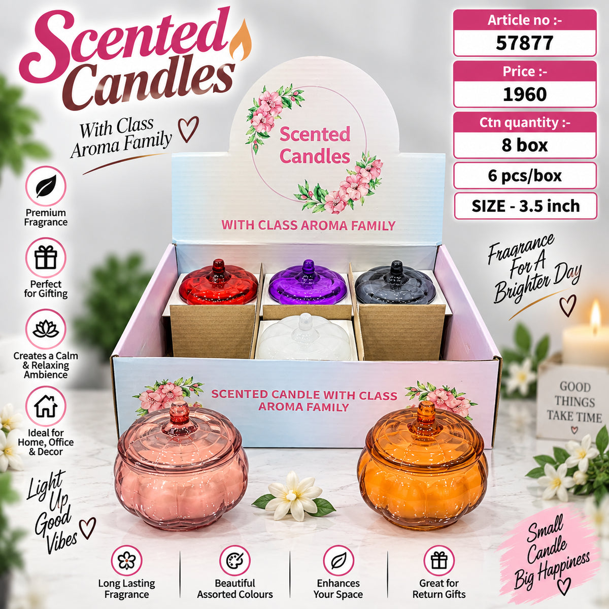 Glass Jar Scented Candle Pack of 12