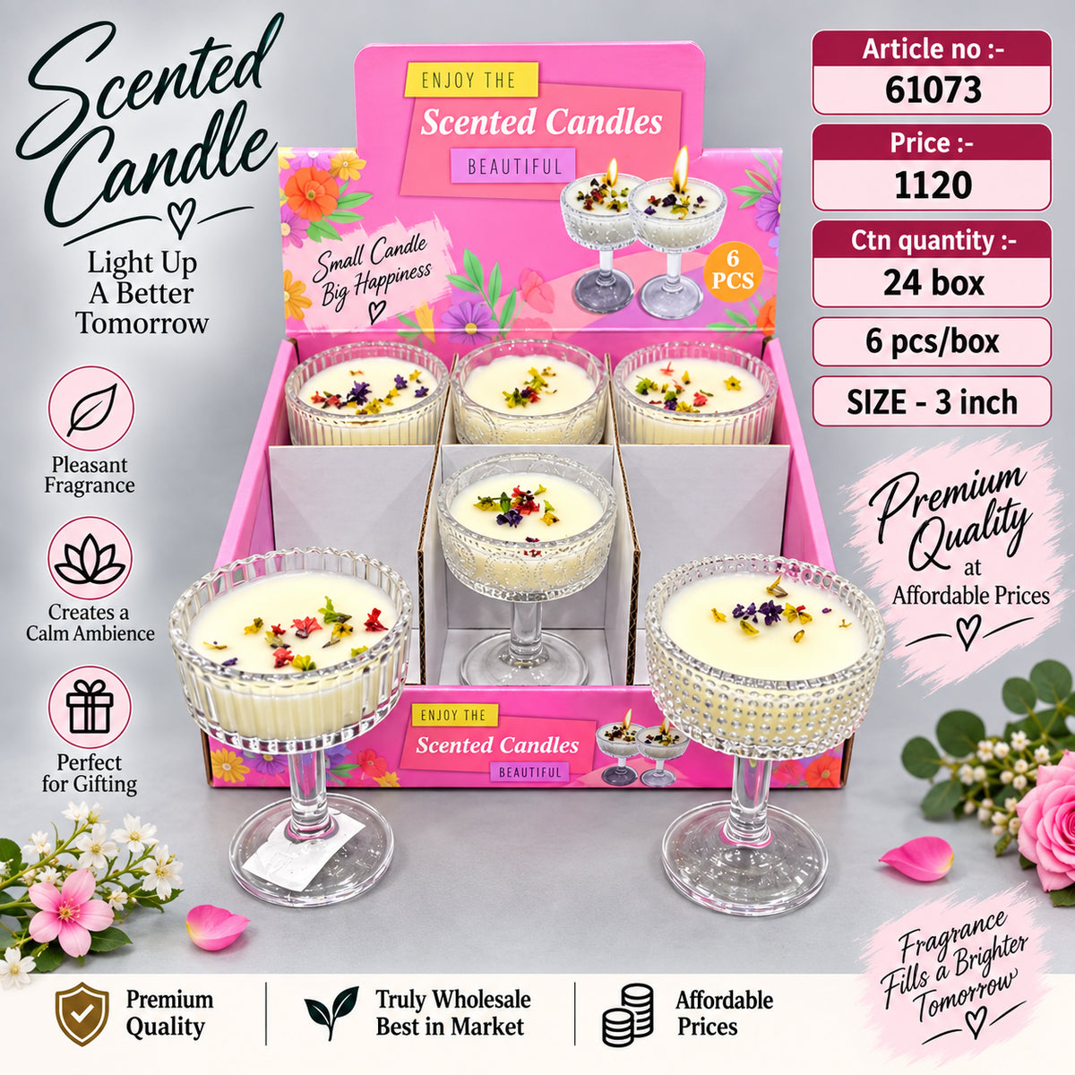 Crystal Goblet Scented Candles Pack of 12