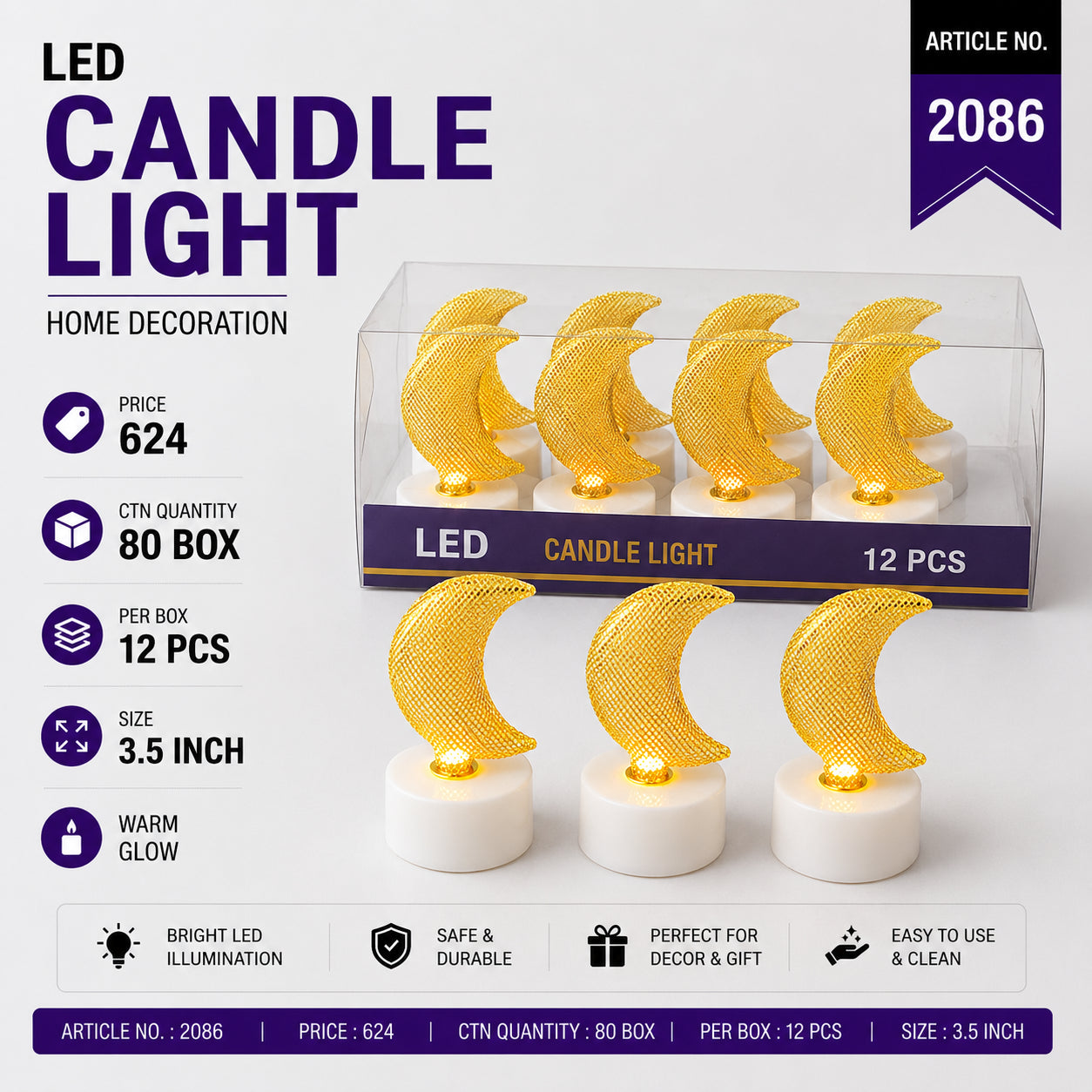 2086 (80)(12PC BOX)--LED CANDLE