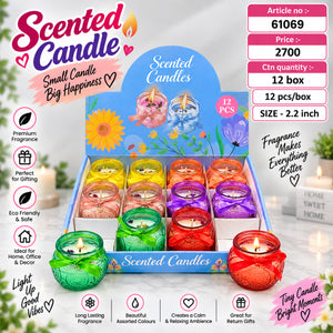 Assorted Colored Scented Glass Jar Candles Pack of 12