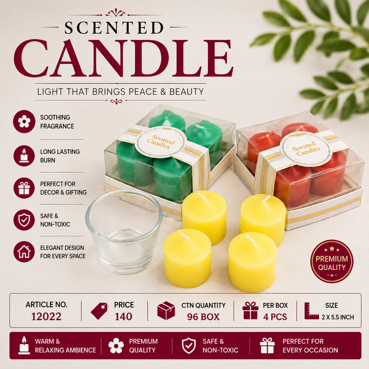 12022 (96BOX)-WAX CANDLE